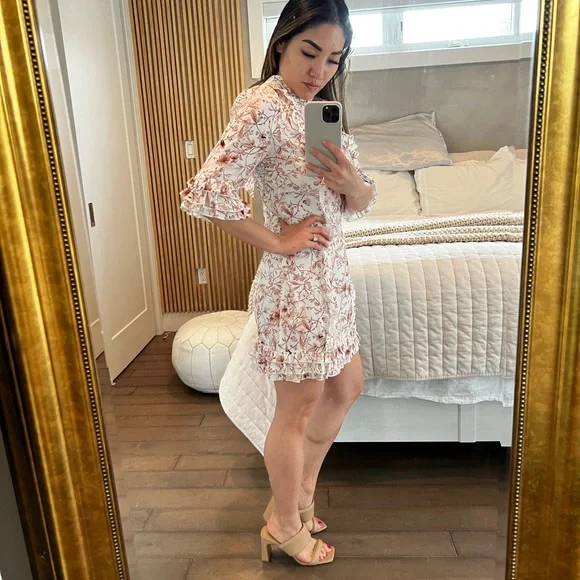 Cream white and brown floral dress - Picture 5 of 5